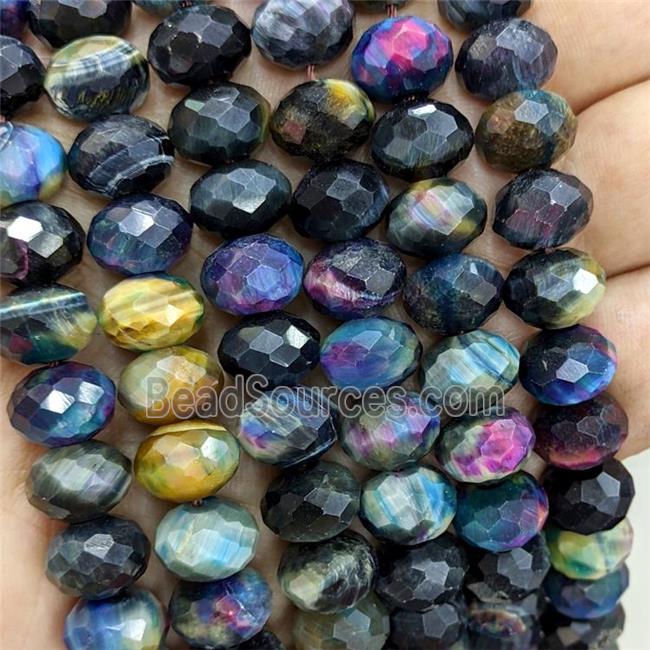 Natural Tiger Eye Stone Beads Faceted Rondelle Multicolor Dye