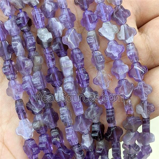 Natural Purple Amethyst Clover Beads