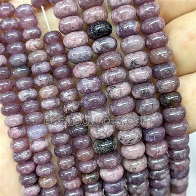 Natural Chinese Lepidolite Beads Purple Smooth Rondelle