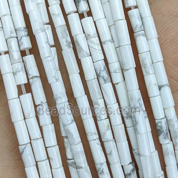 Natural White Howlite Turquoise Tube Beads