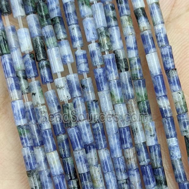 Natural Blue Dalmatian Jasper Tube Beads