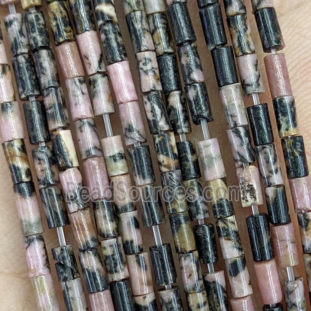 Natural Chinese Rhodonite Tube Beads