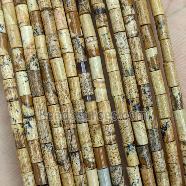 Natural Picture Jasper Tube Beads