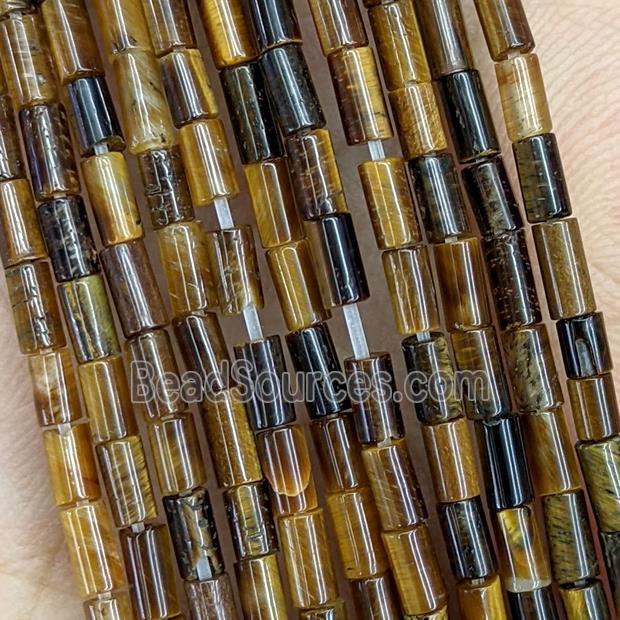 Natural Tiger Eye Stone Tube Beads