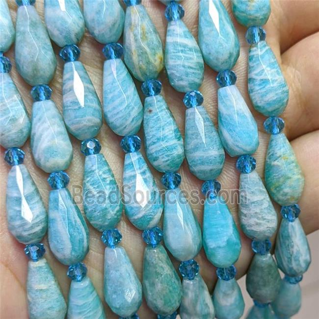 Natural Green Amazonite Beads Faceted Teardrop