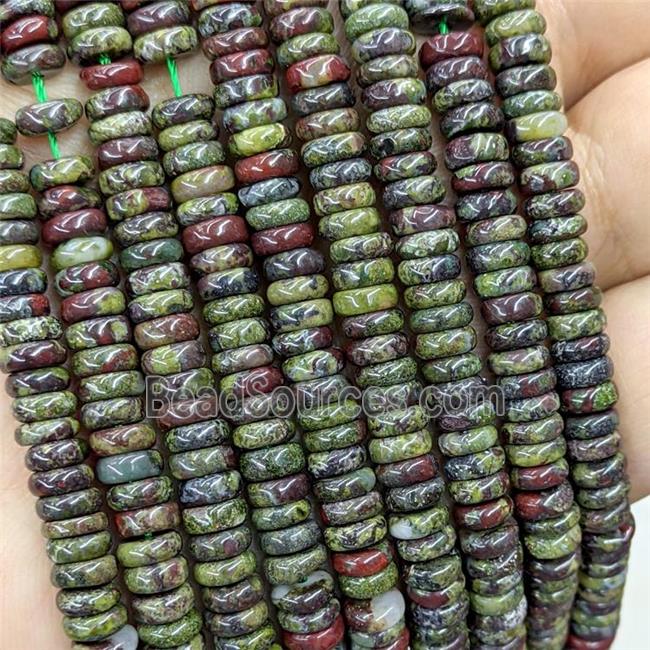 Natural Dragon Bloodstone Heishi Beads Green