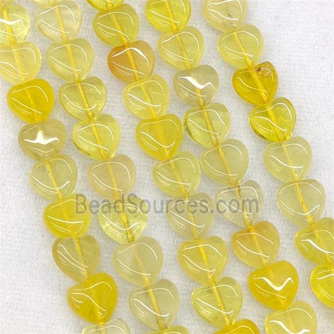 Natural Lemon Quartz Heart Beads Yellow