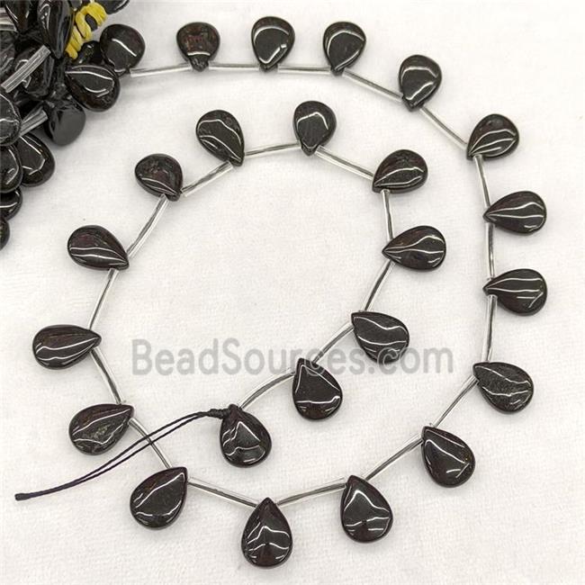 Natural Black Tourmaline Teardrop Beads Topdrilled