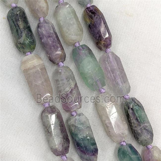 Natural Fluorite Prism Beads Multicolor