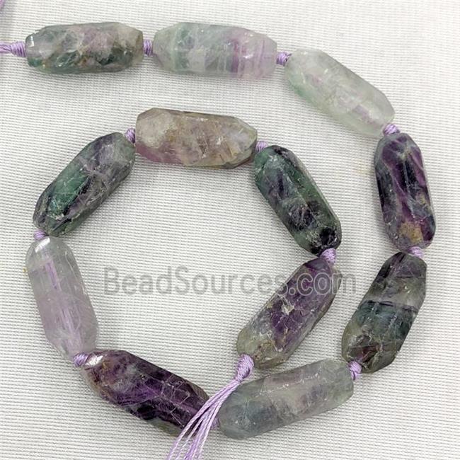 Natural Fluorite Prism Beads Multicolor