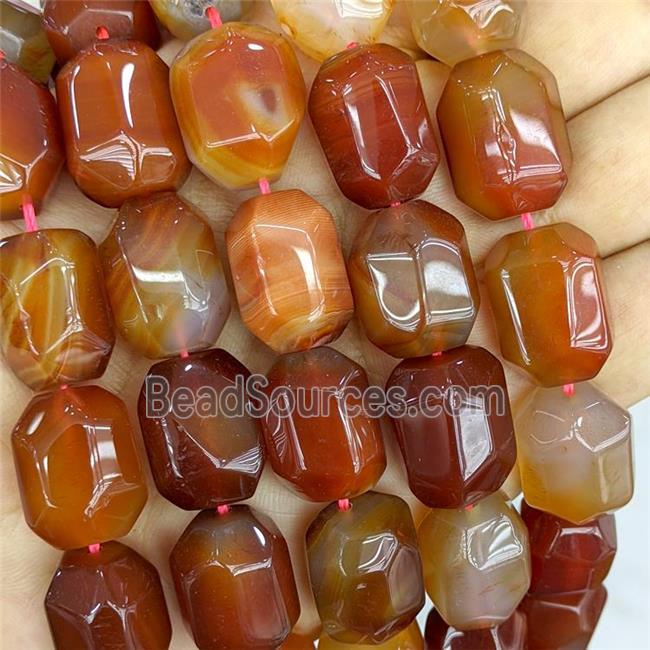 Natural Red Agate Column Beads Faceted