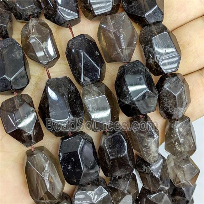 Natural Smoky Quartz Nugget Beads Freeform Faceted