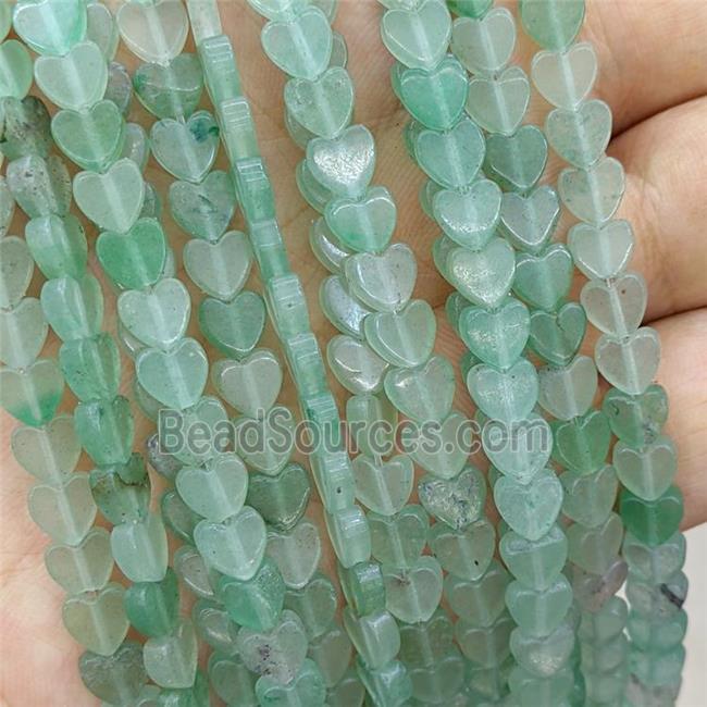 Natural Green Aventurine Heart Beads