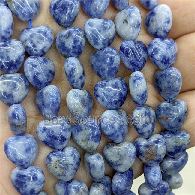 Natural Blue Dalmatian Jasper Heart Beads