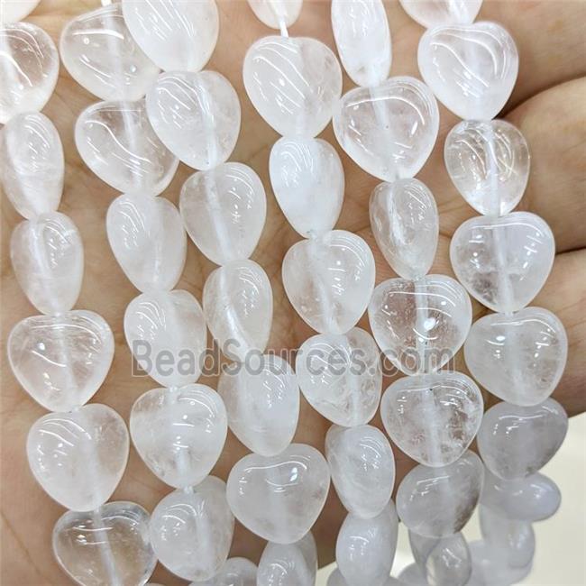 Natural Clear Angola Quartz Heart Beads