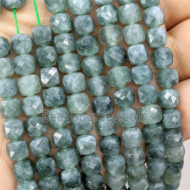 Jade Beads Dye Faceted Cube Green