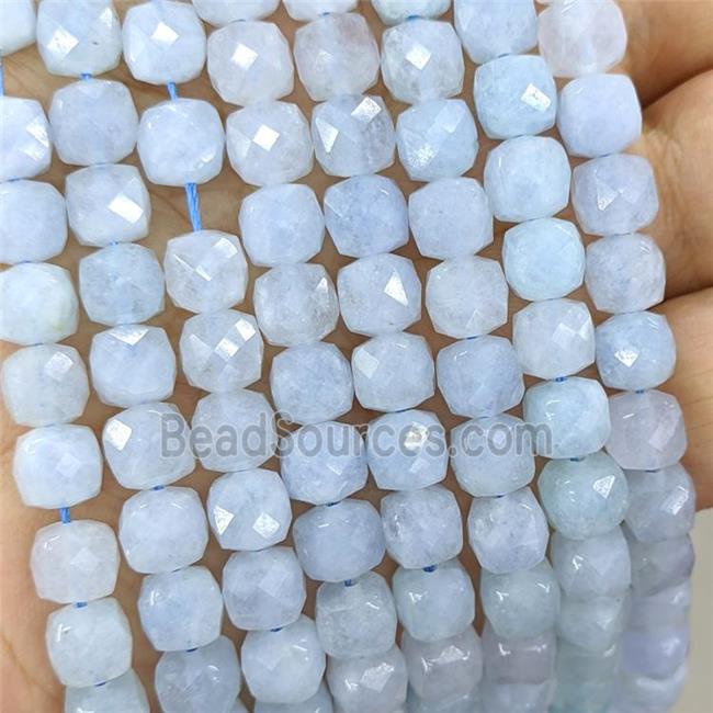 Lt.blue Jade Beads Dye Faceted Cube