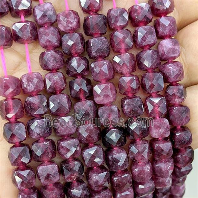 Burgundy Jade Beads Dye Faceted Cube