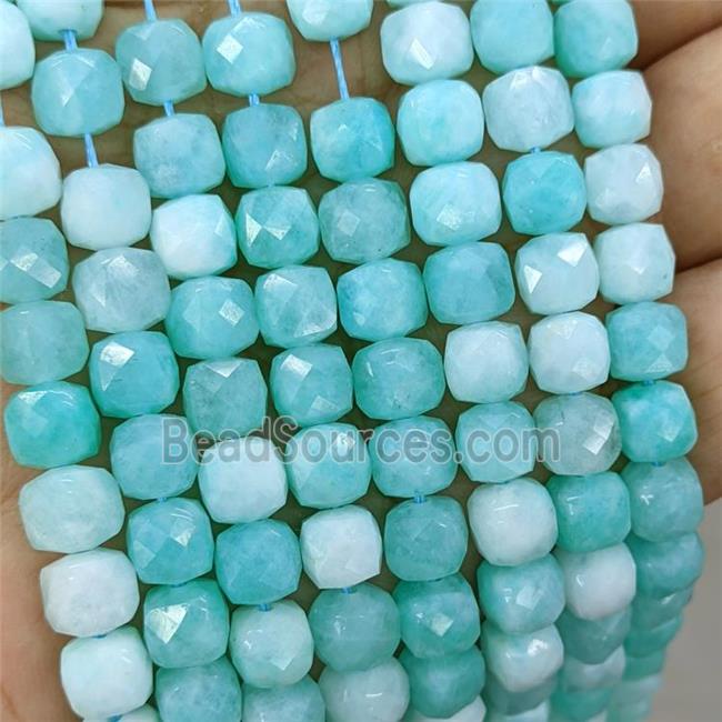 Jade Beads Dye Faceted Cube Teal