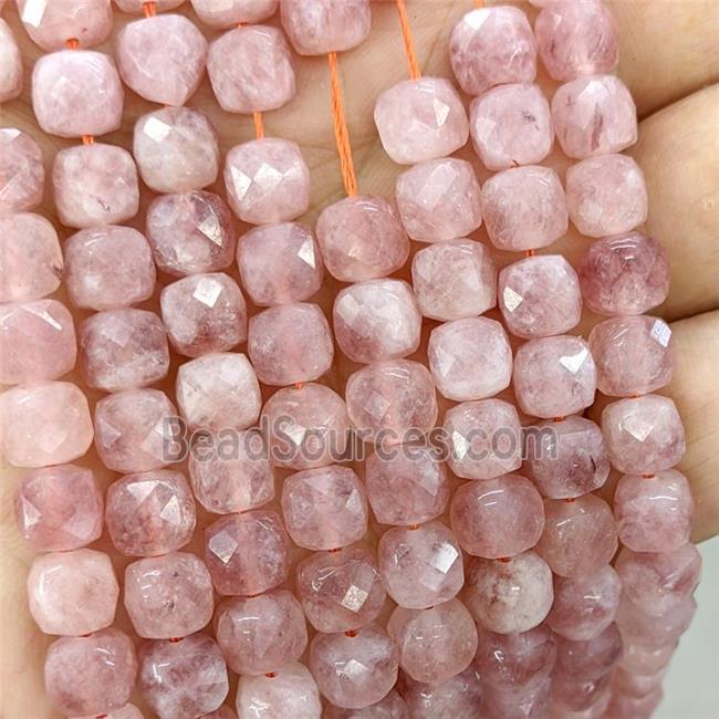 Salmon Jade Beads Dye Faceted Cube