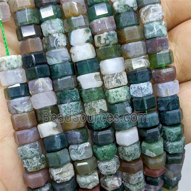 Natural Indian Agate Hexagon Beads Multicolor