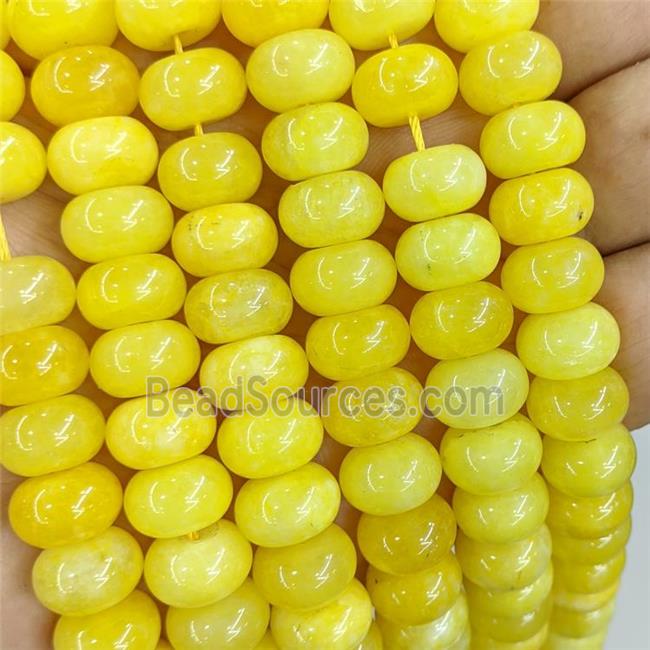 Yellow Dye Jade Beads Smooth Rondelle B-Grade