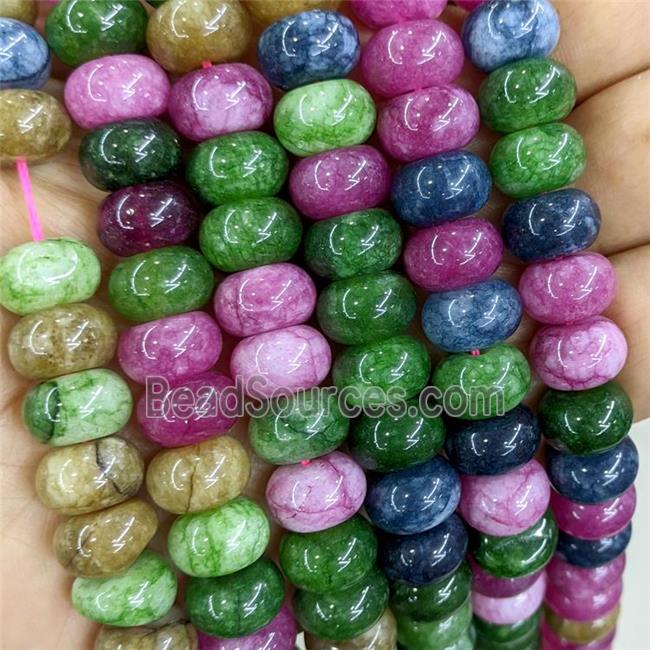 Dye Jade Beads Smooth Rondelle B-Grade Mixed