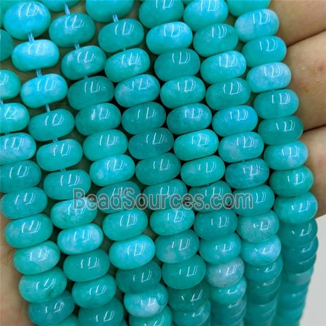 Green Dye Jade Beads Smooth Rondelle