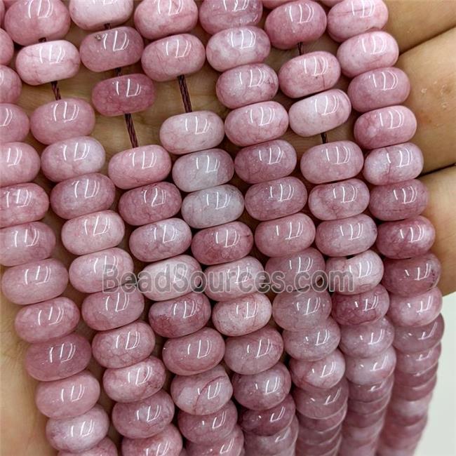 Pink Dye Jade Beads Smooth Rondelle