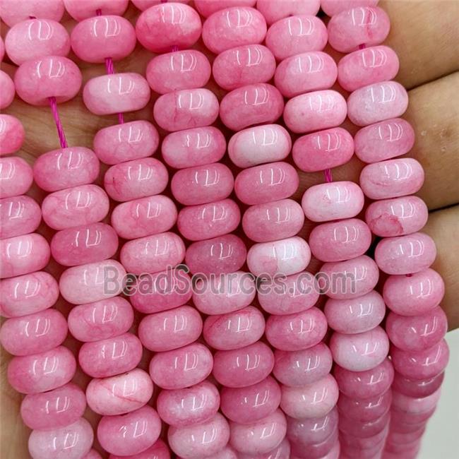 Pink Dye Jade Beads Smooth Rondelle