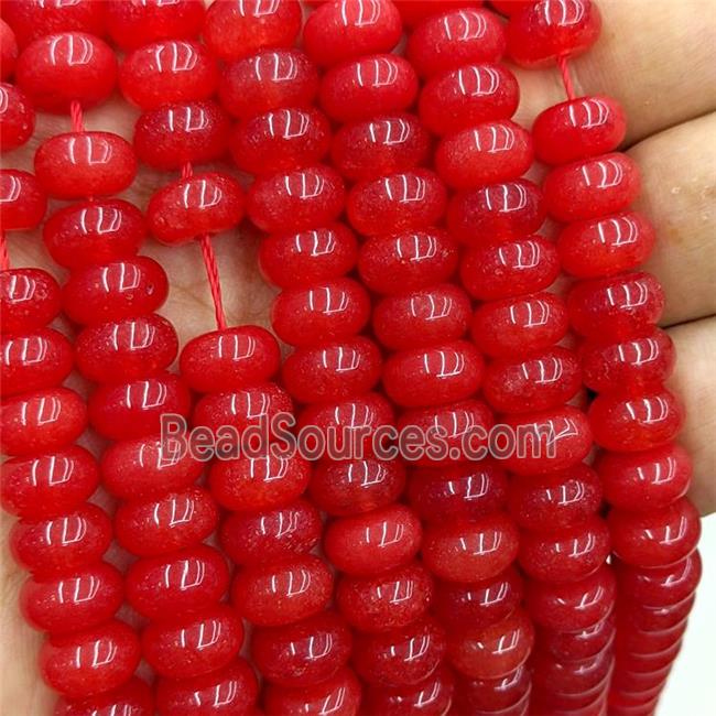 Jade Beads Smooth Rondelle Red Dye