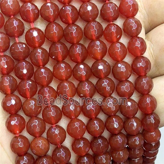 Natural Agate Beads Red Dye Faceted Round