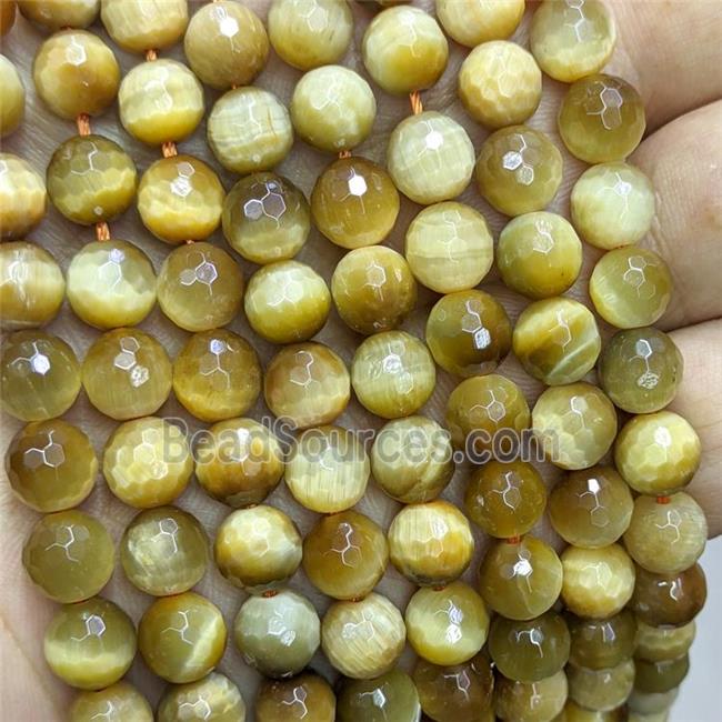 Natural Tiger Eye Stone Beads Golden Dye Faceted Round