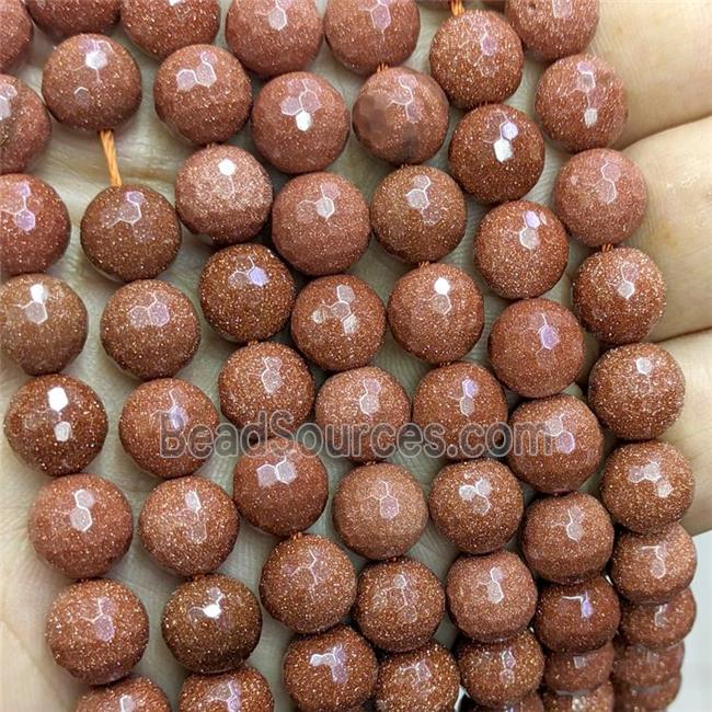 Golden Sandstone Beads Faceted Round