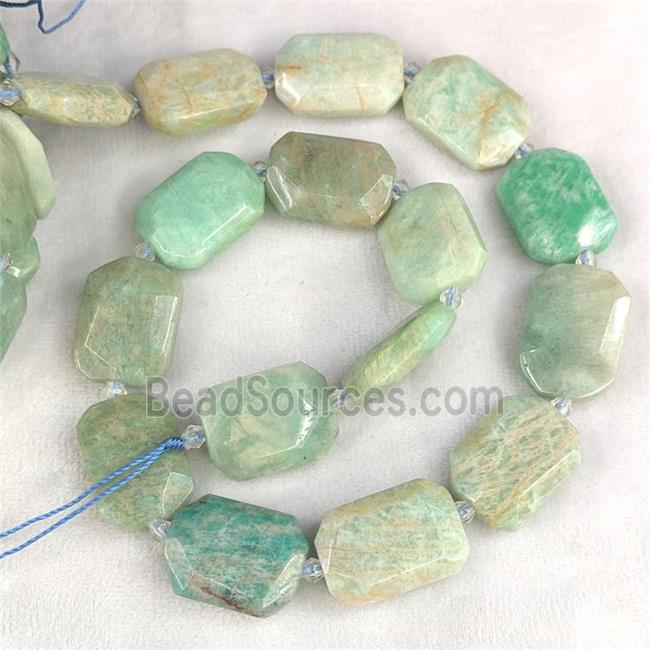 Natural Green Amazonite Beads Faceted Rectangle