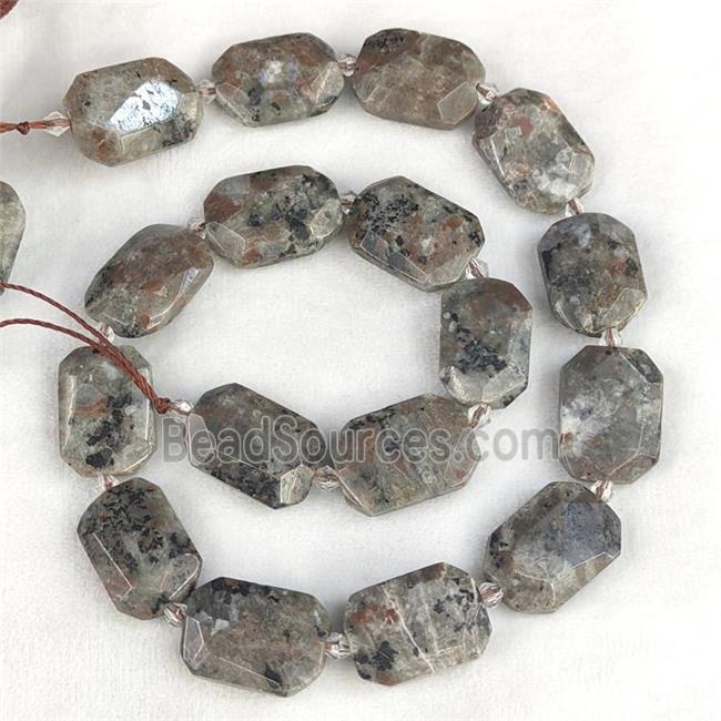 Natural Yooperlite Flame Jasper Beads Faceted Rectangle