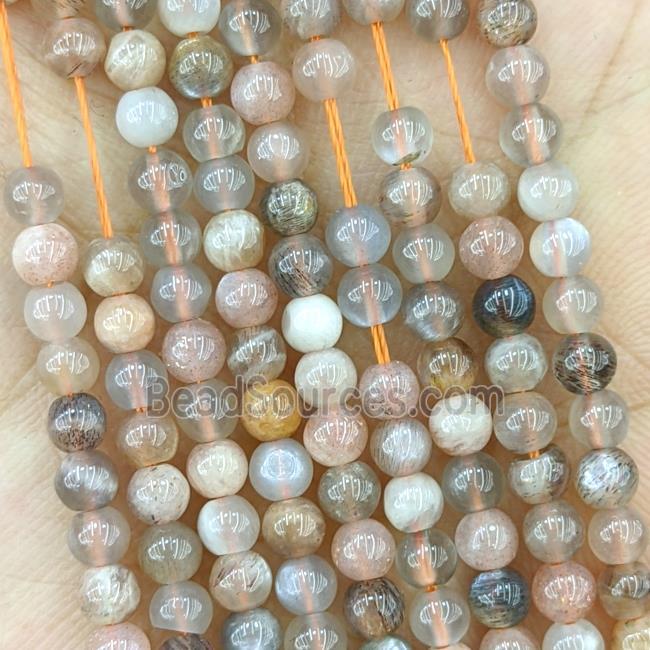 Natural Moonstone Beads Multicolor Smooth Round