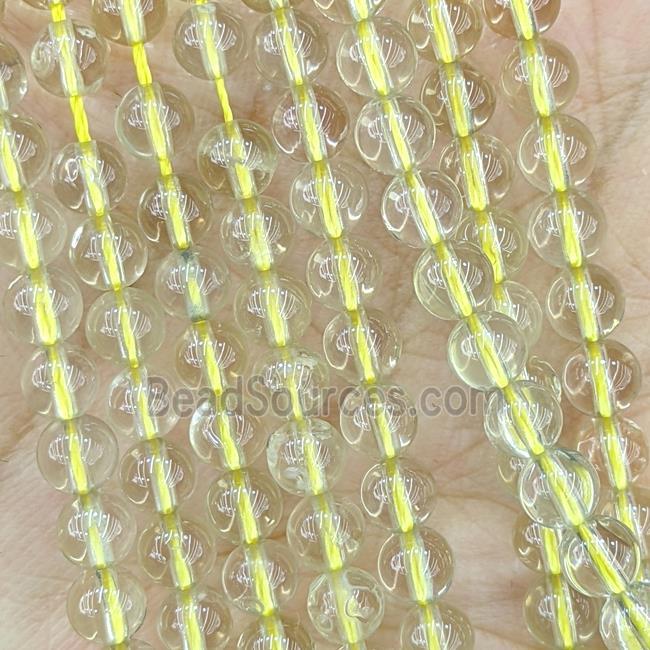 Natural Lemon Quartz Beads Tiny Smooth Round