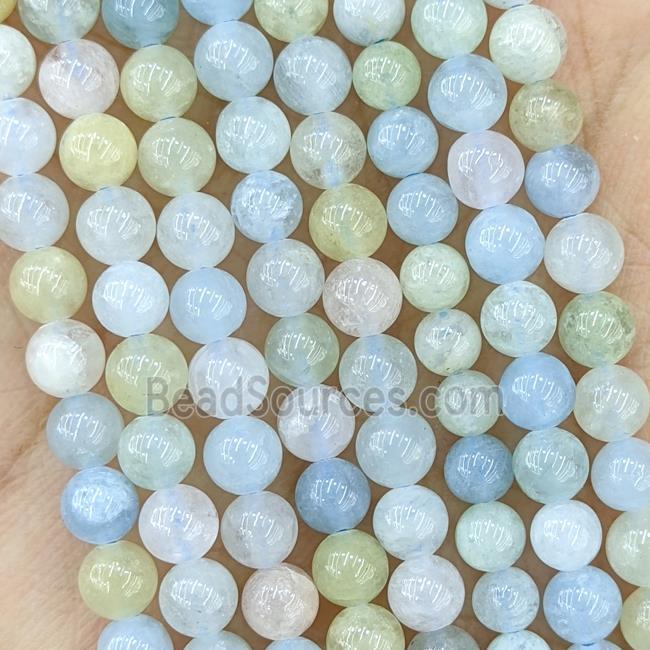 Natural Aquamarine Beads Blue Smooth Round