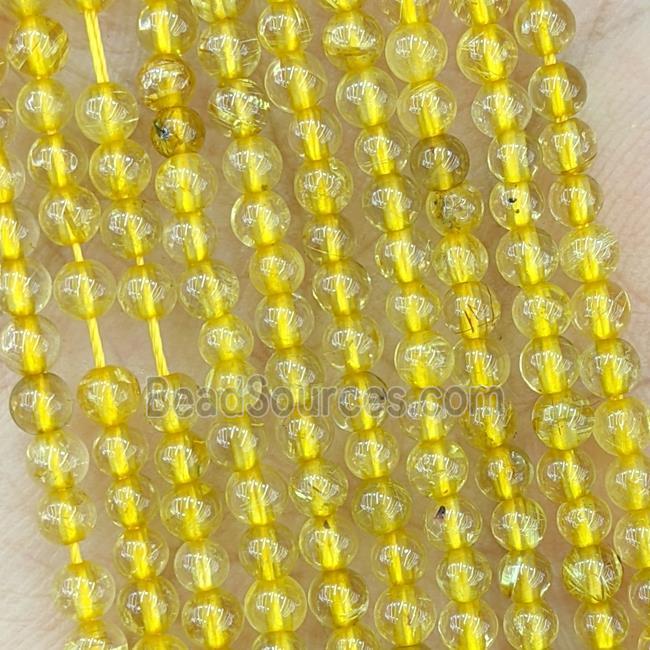 Natural Golden Rutilated Quartz Beads Smooth Round Dye