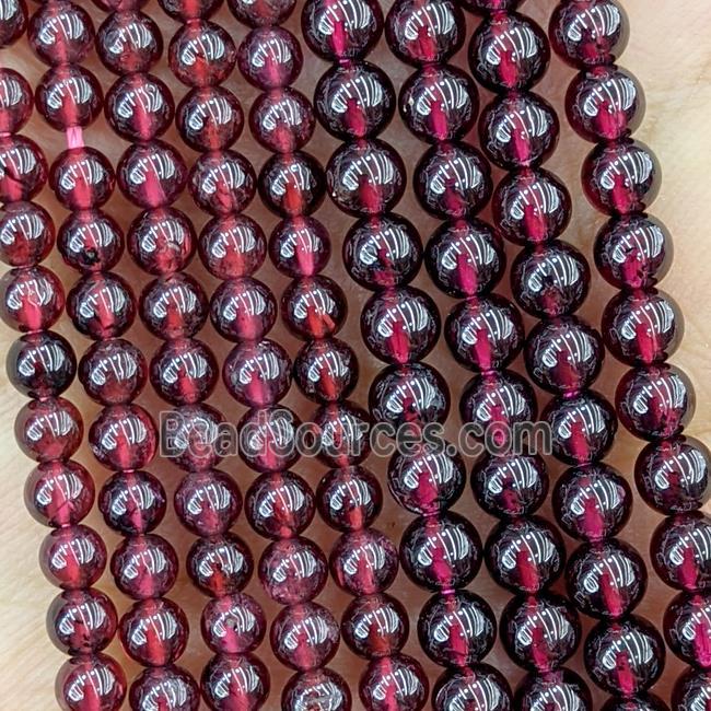 Natural Red Garnet Beads Smooth Round