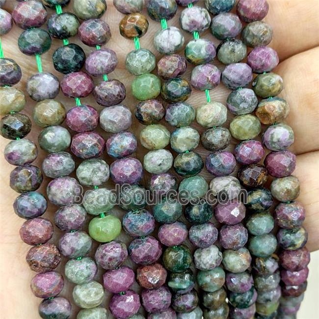 Natural African Ruby Beads Faceted Rondelle Green Red