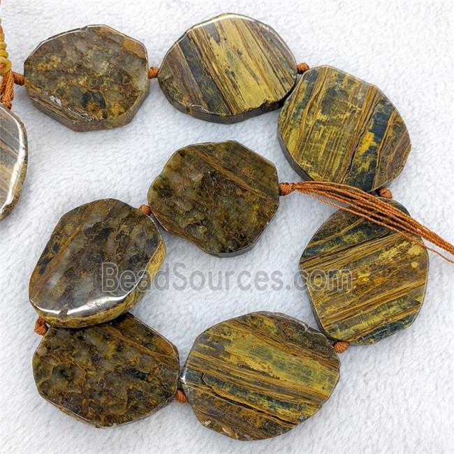 Natural Tiger Eye Stone Slice Beads Freeform