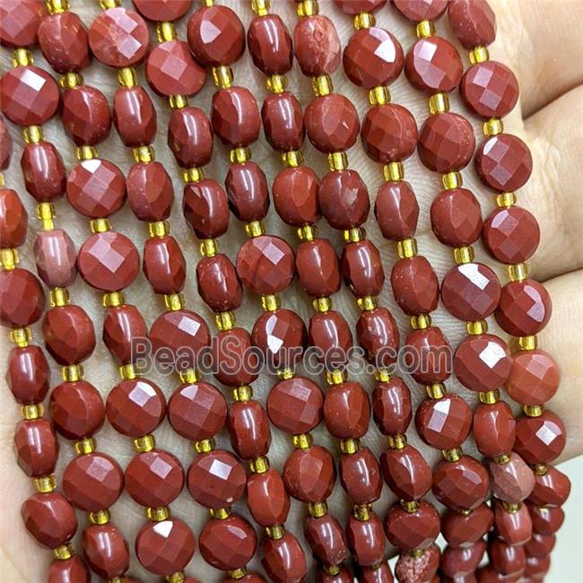 Natural Red Jasper Beads Faceted Coin