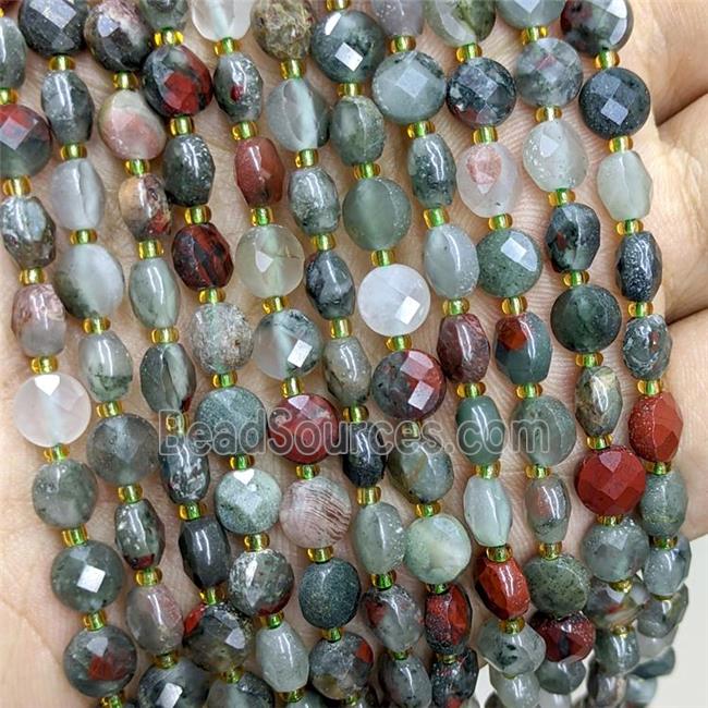 Natural African Bloodstone Beads Faceted Coin