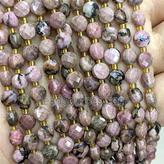 Natural Chinese Rhodonite Beads Faceted Coin