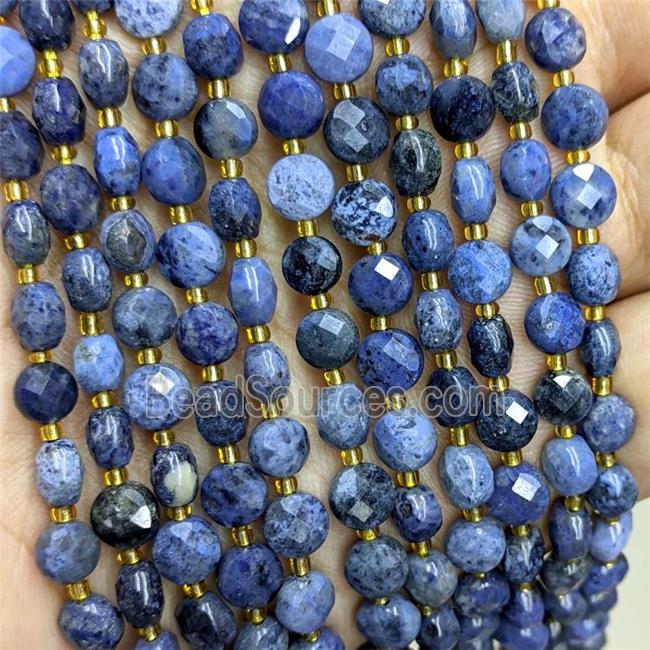 Natural Blue Sodalite Beads Faceted Coin