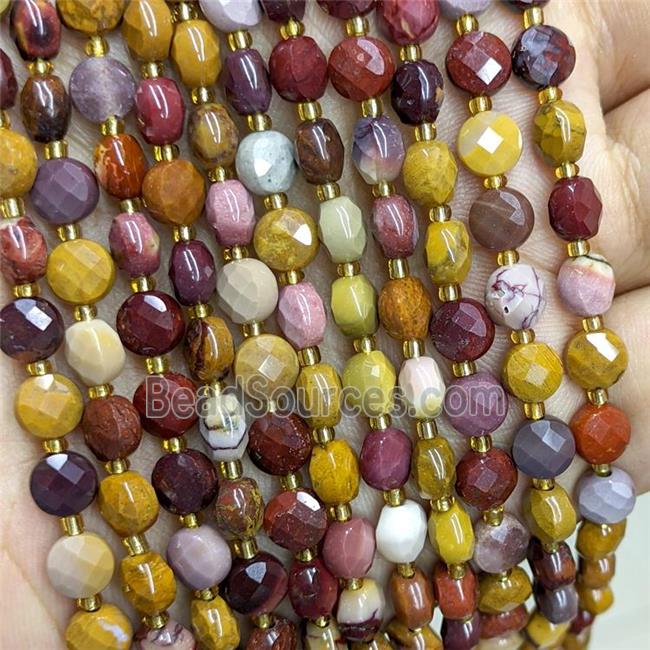 Natural Mookaite Beads Multicolor Faceted Coin