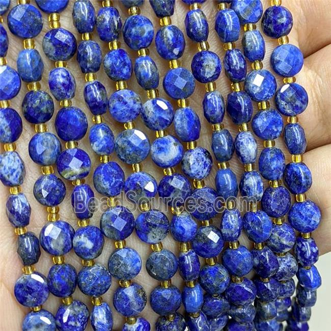 Natural Blue Lapis Lazuli Beads Faceted Coin