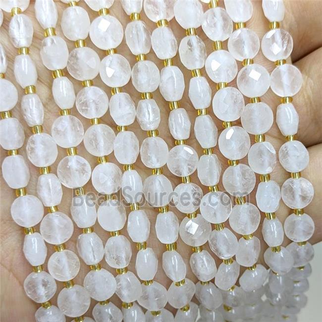 White Jade Beads Faceted Coin